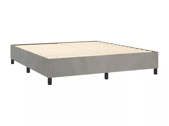 Sommier tapissier matelas et LED Gris clair 160x200 cm Velours