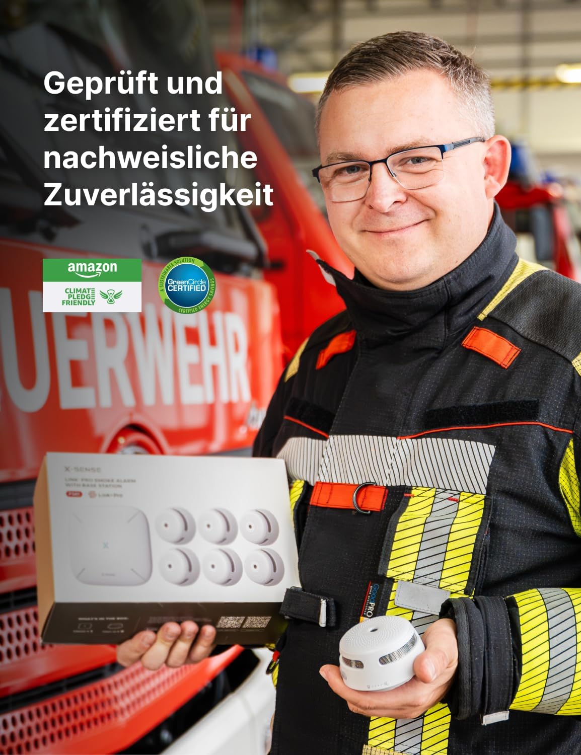 X-Sense Smart Rauchmelder XS01-M mit SBS50 Basisstation, Zertifiziert nach EN 14604, vernetzbare Funkrauchmelder mit WLAN, kompatibel mit der X-Sense Home Security App, weiß, FS61, 6 Stück