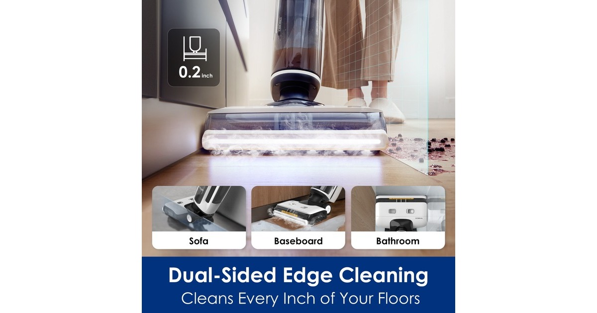 TinecoFloor One S7 Steam 4-in-1 apparaat nat- en droogzuiger  (Wit/zwart, Stofzuigt, dweilt, stoomt en droogt | smart | oplaadbaar)