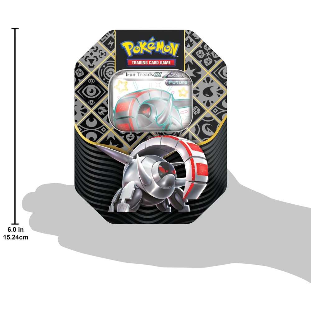 Pokémon-Sammelkartenspiel: Scharlachrote & Violette Paldean Fates Tin-Sortiment (Großer Stoßzahn, Eisenketten)