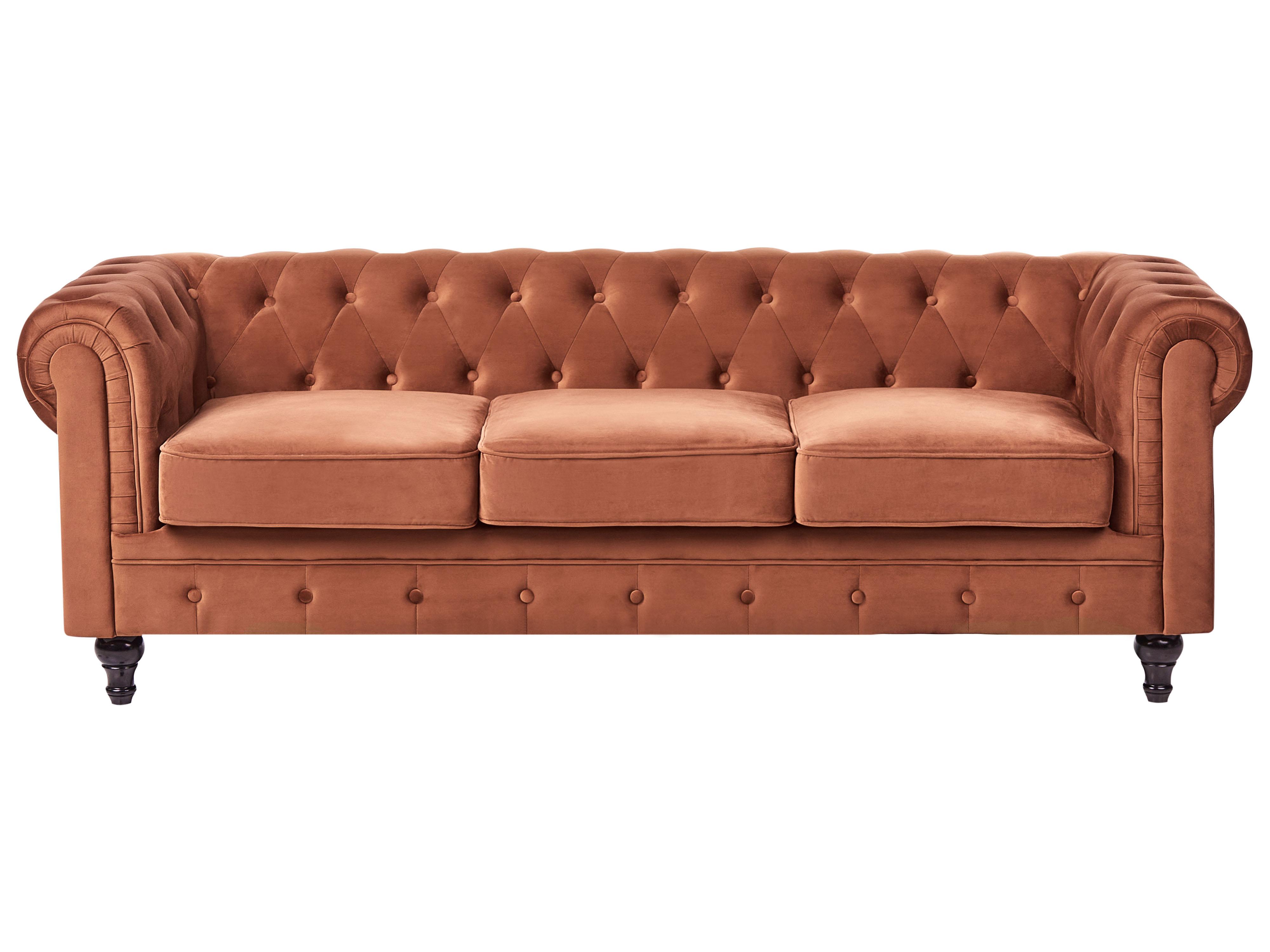 Bank 3-zits CHESTERFIELD Fluweel Goudbruin