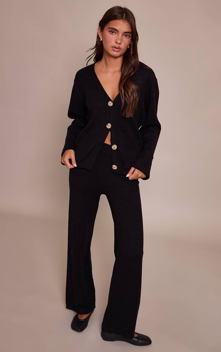 Noir Pantalon Large En Maille