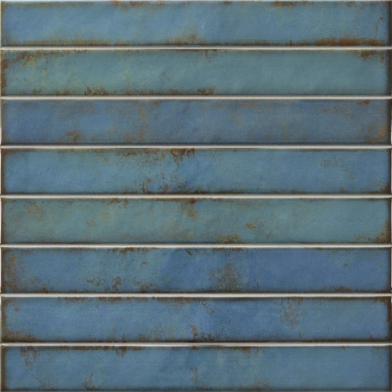 Tegelsample: Jabo Brick Raku Turquoise mozaïektegel 35x35cm