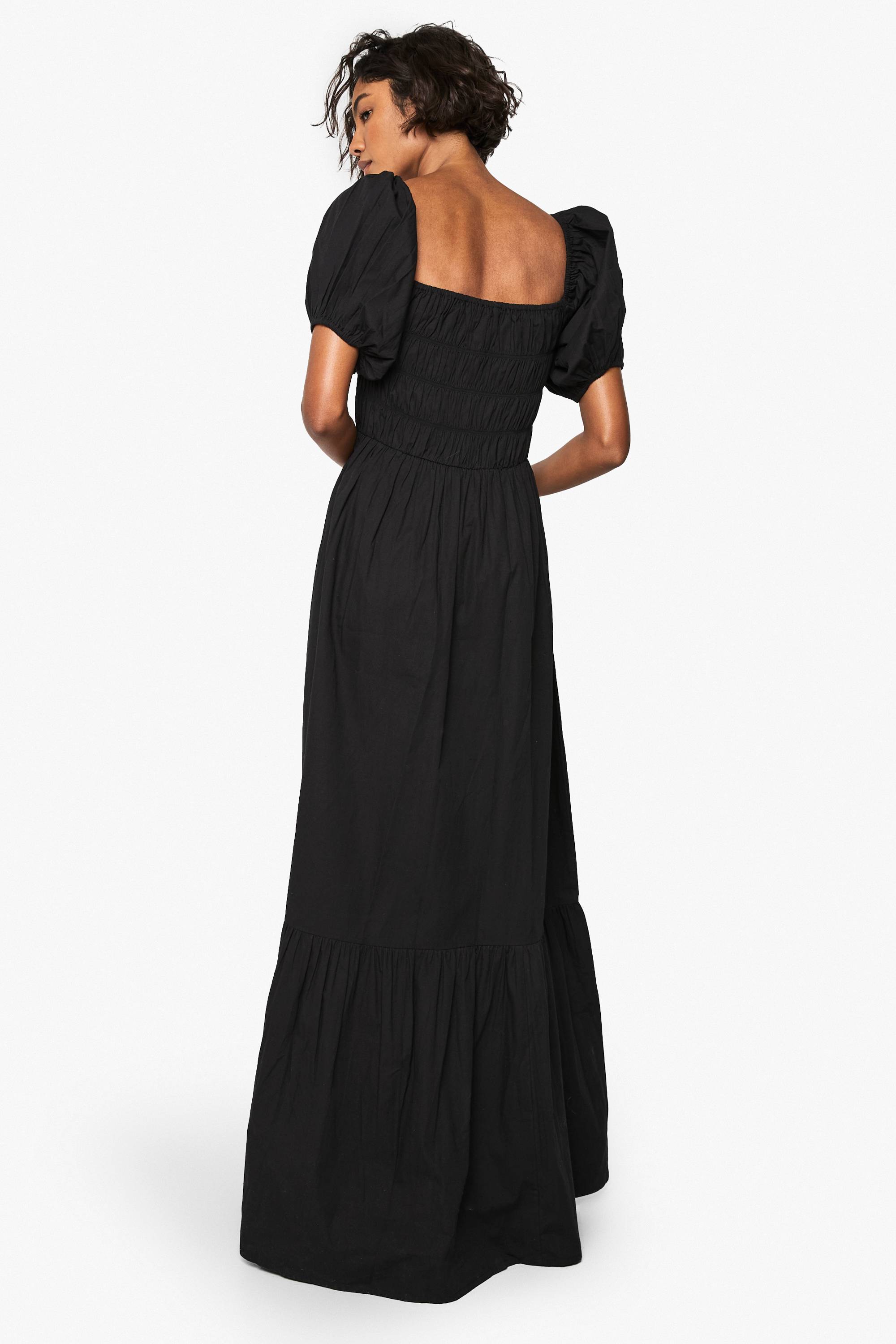 boohoo Robe midaxi froncée à manches bouffantes grande taille