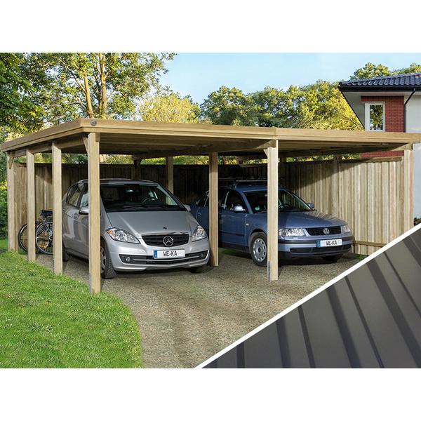 Weka Doppelcarport 618, mit Stahldach