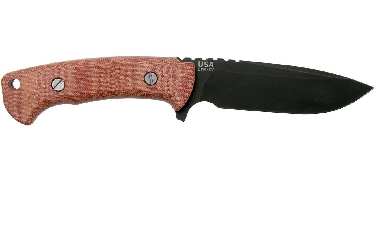 Rick Hinderer Ranch Drop Spanto Battle Black, Red Micarta survivalmes