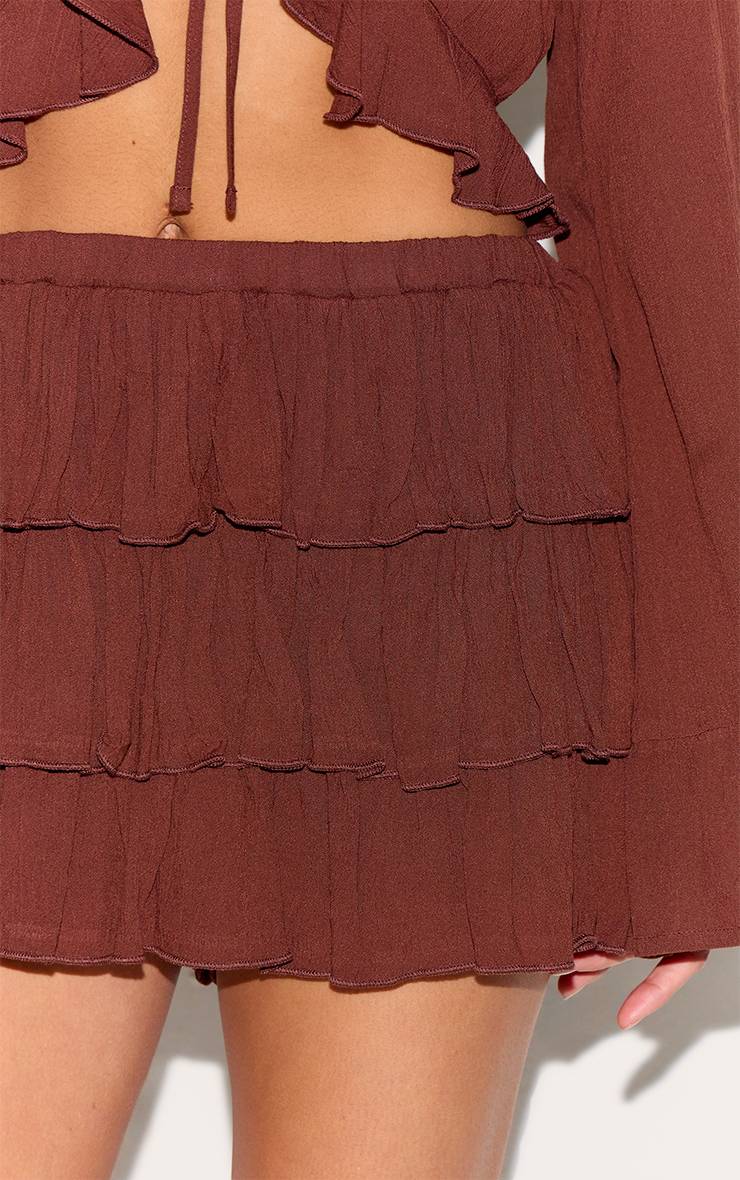 Chocolat Mini Jupe-short À Volants En Gaze De Coton Petite