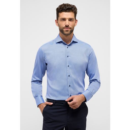 Eterna Modern Fit Micro Print Skjorte, Blå, 44