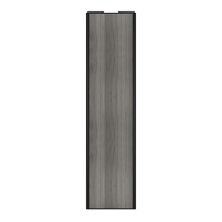 Porte de placard coulissante effet chêne grisé profil noir GoodHome Arius H. 248,5 x L. 62.2 cm + amortisseurs