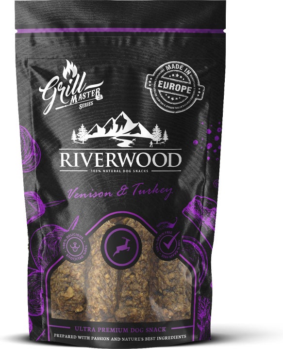 Riverwood natuurlijke snack Grillmaster hert en kalkoen 100 gram