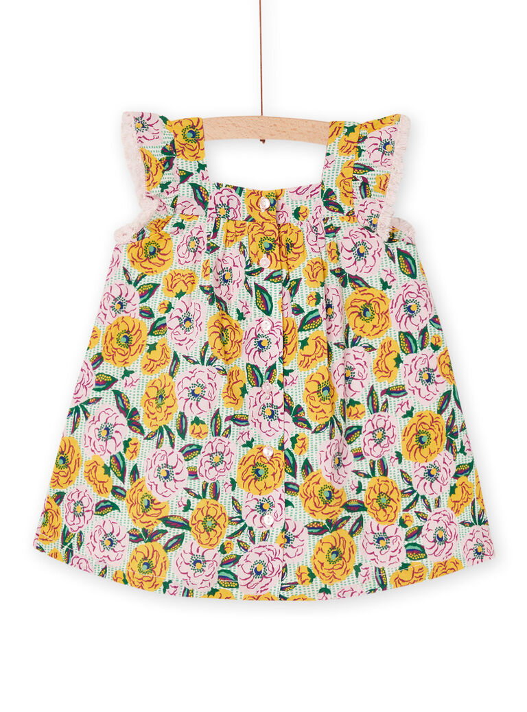 Robe violette et verte à imprimé fleuri