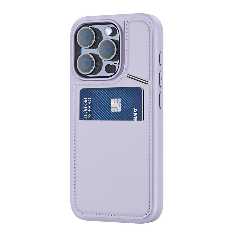 iPhone 15 Pro MagSafe Hybrid Leder Hülle mit Kartenfach   Kickstand Aufsteller (RFID Schutz) - Lila