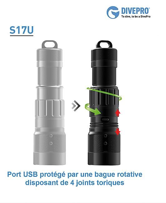 DIVEPRO - LAMPE DE PLONGEE RECHARGEABLE S17U