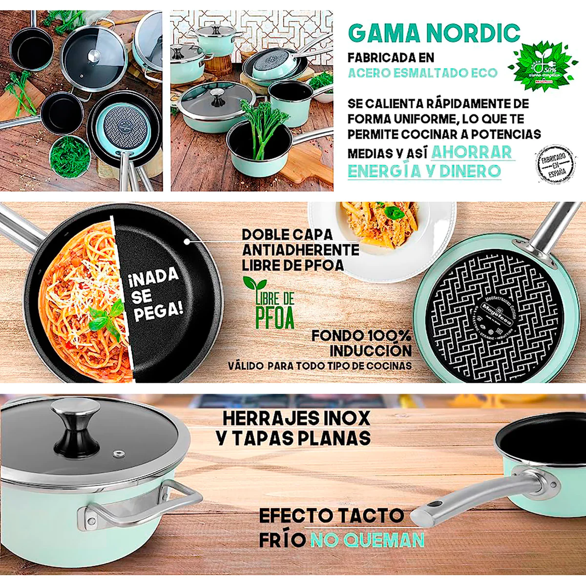 Batterie de Cuisine à Induction 6 Pièces Antiadhésif sans PFOA Design