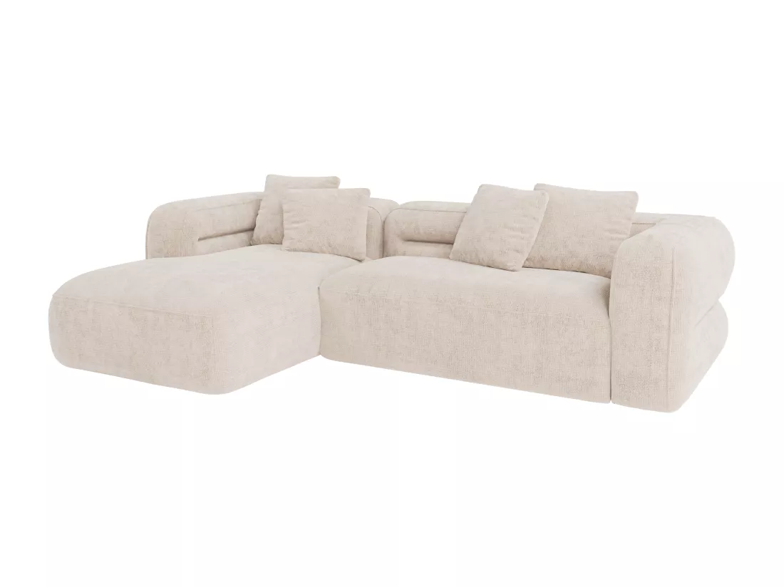 Canapé d'angle gauche en tissu texturé beige TREVALIS