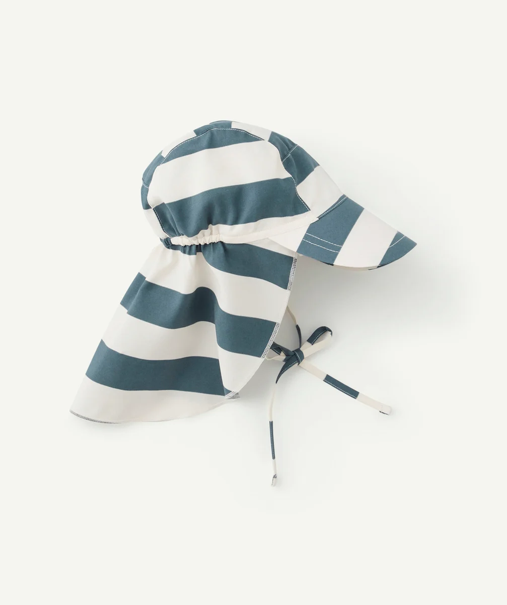 LASSIGCASQUETTE PROTÈGE NUQUE RAYÉE BLEU BLANC CASSÉ ET BLEU