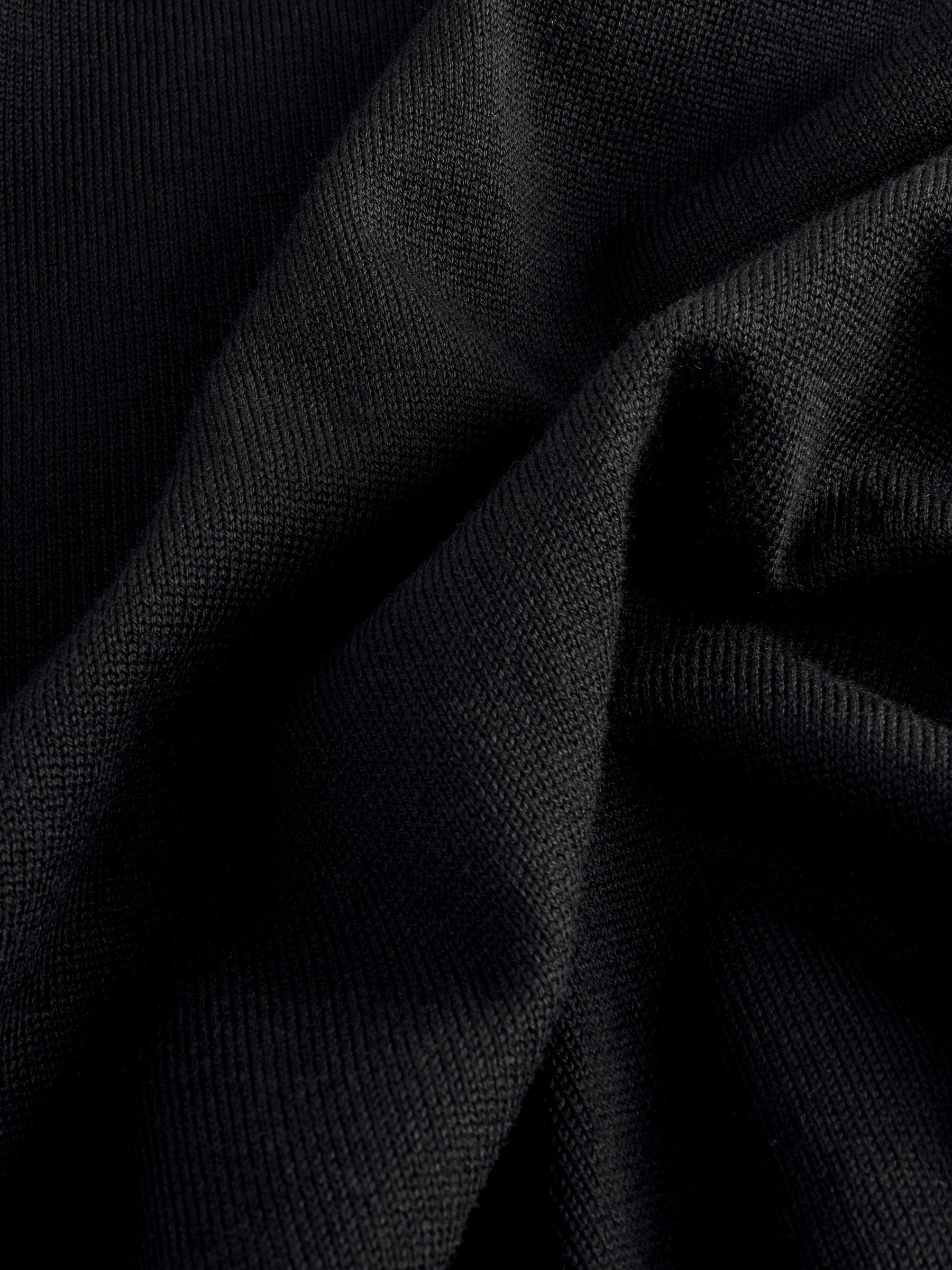 Zwart - Normale Pasvorm - Gebreid poloshirt met hoog katoengehalte en korte mouwen