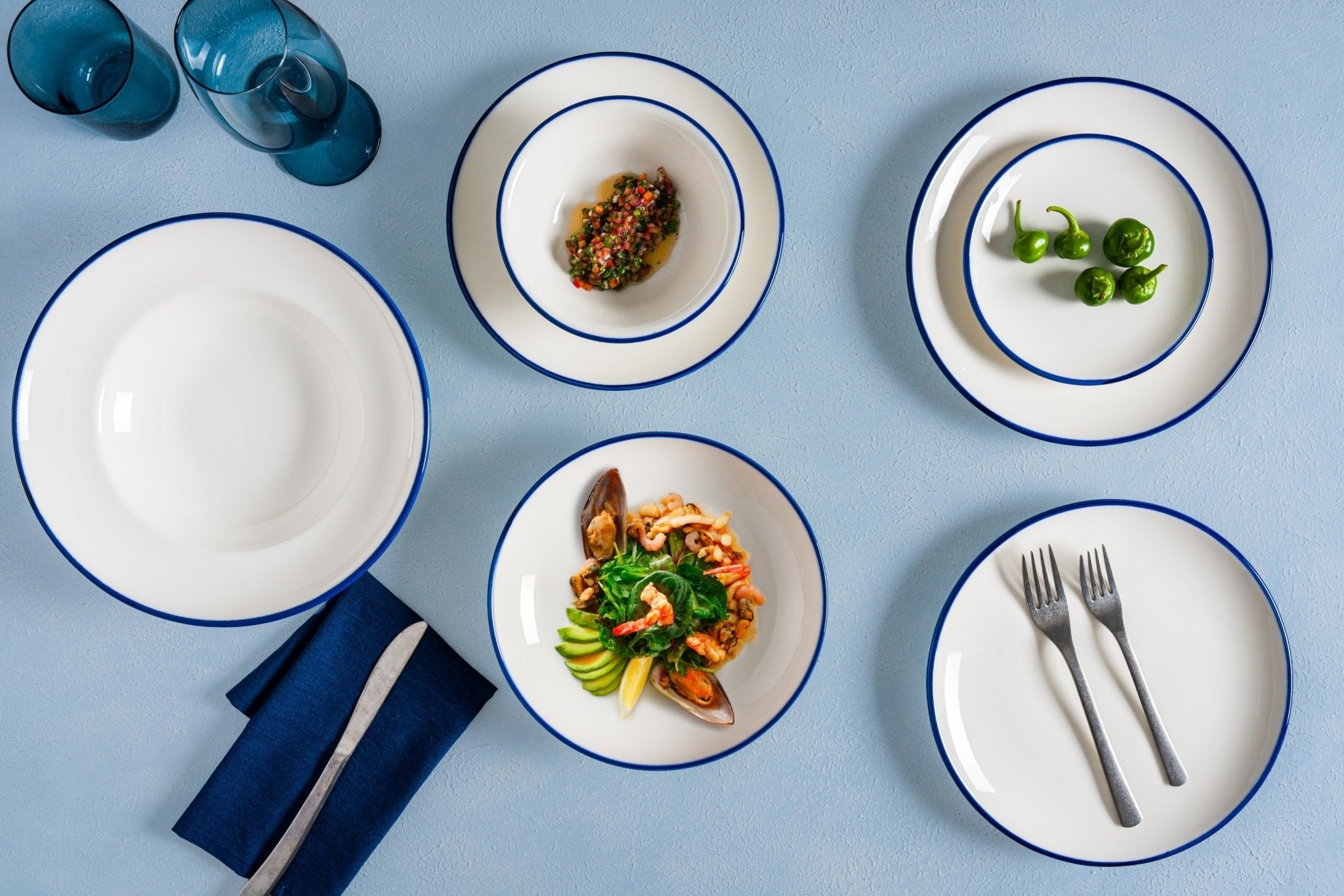 Bonna Bordenset - Linea Blue - 24delig - 6 persoons - Porselein