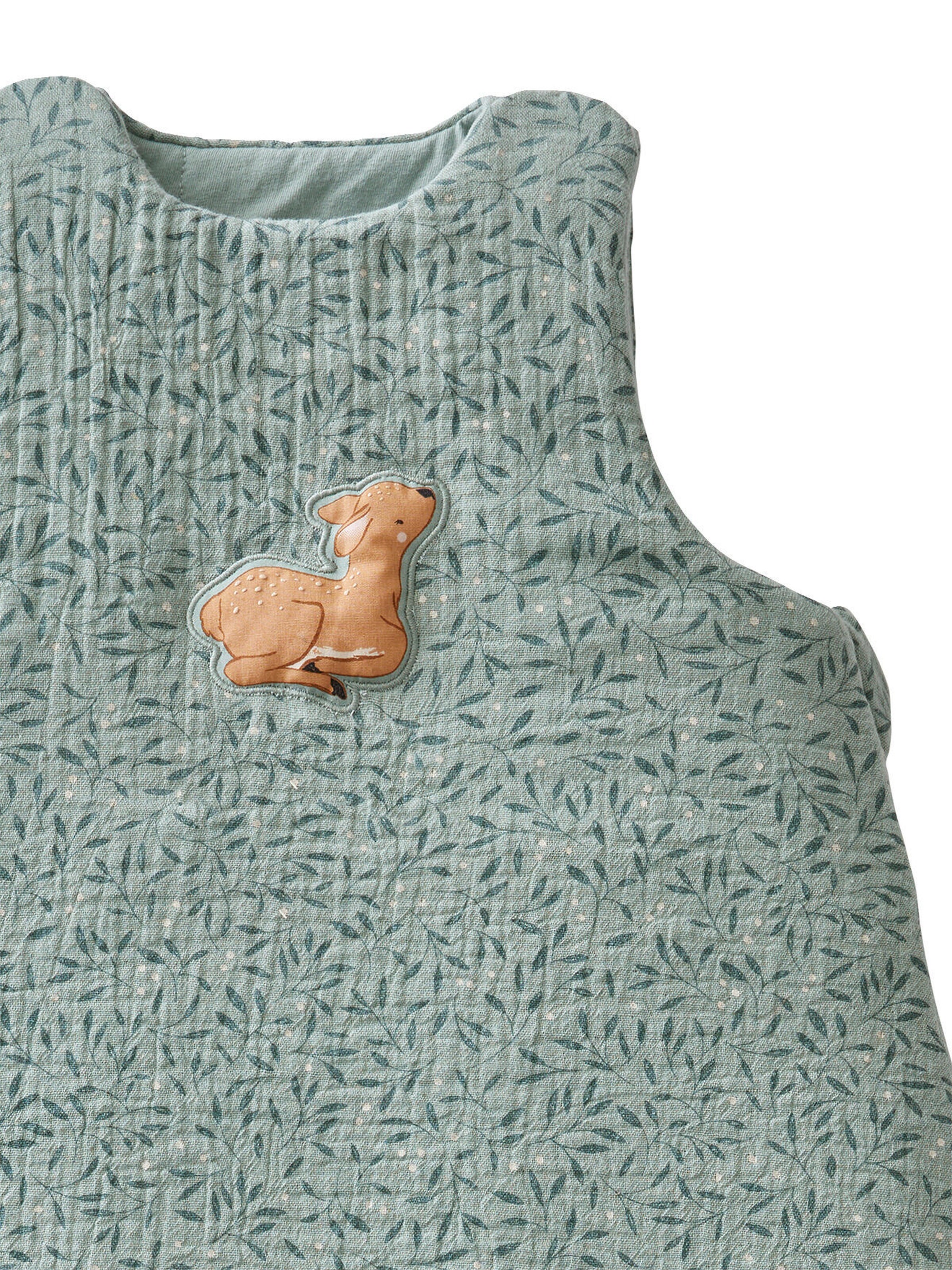 Vertbaudet Ärmelloser Baby Schlafsack MAGIC FOREST grün bedruckt
