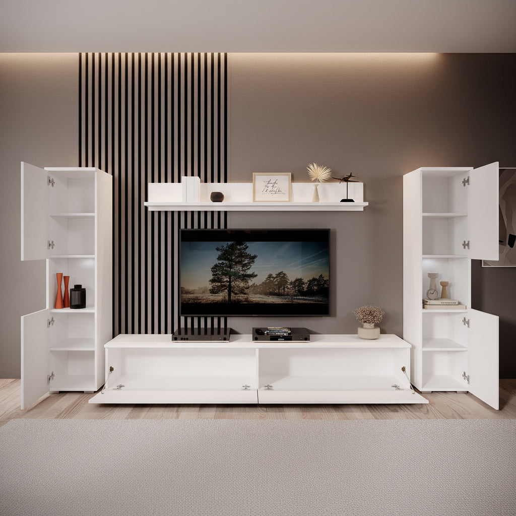 Pure XL - Wandmeubel - Wit - 180x33x130 cm
