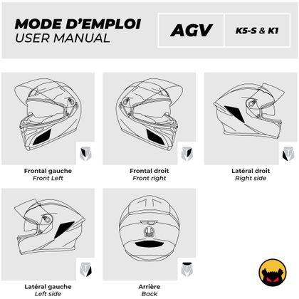 Stickers Réfléchissants Fear The Yellow Bear REPLICA AGV K5 / K1 - Noir