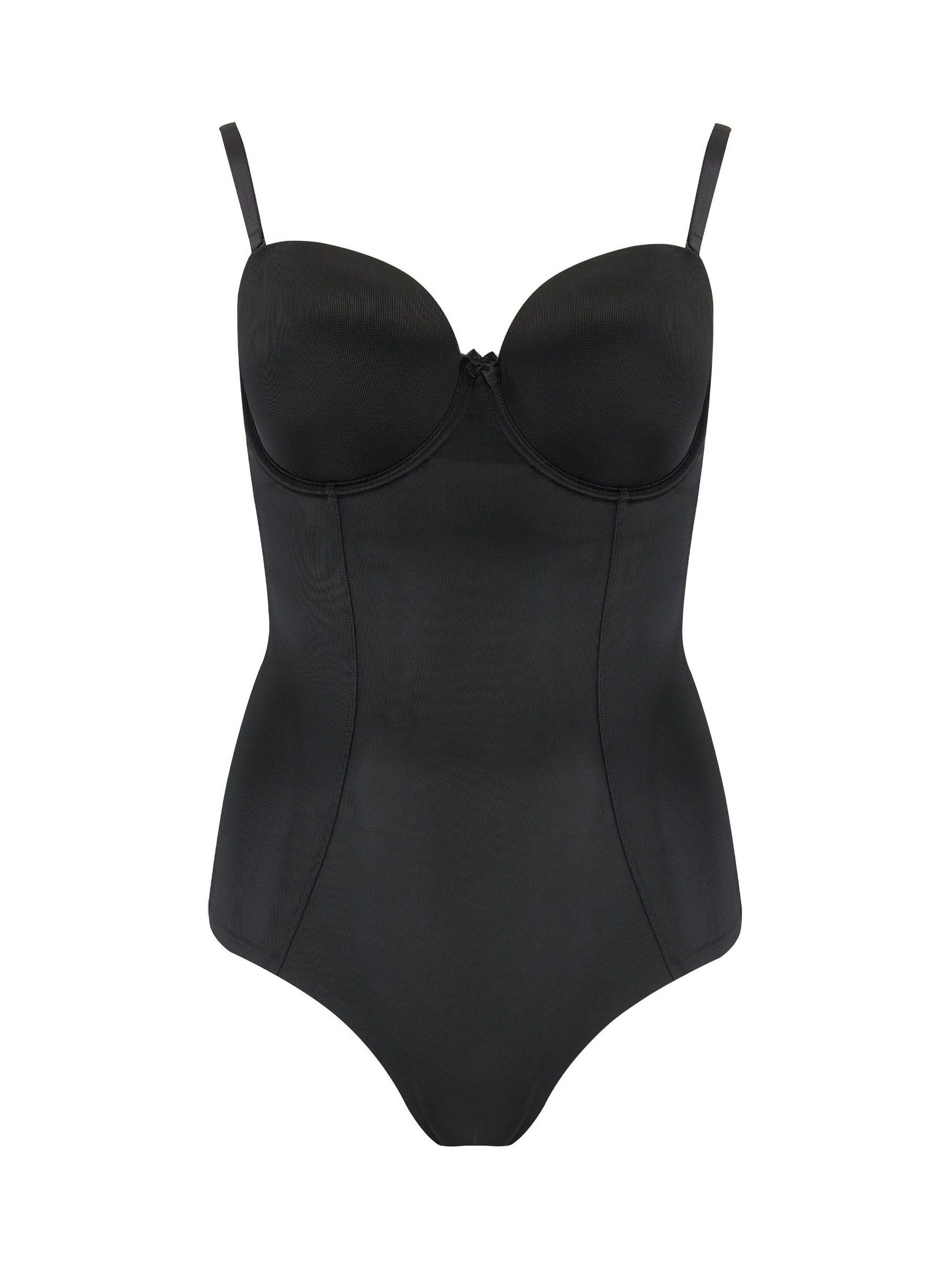 Zwart - Pour Moi Definitions shapewear-body met buikcorrectie en verwijderbare bandjes