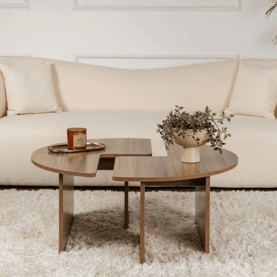 CALICOSY - Set van 2 salontafels MOIRA - 90x90x41 cm