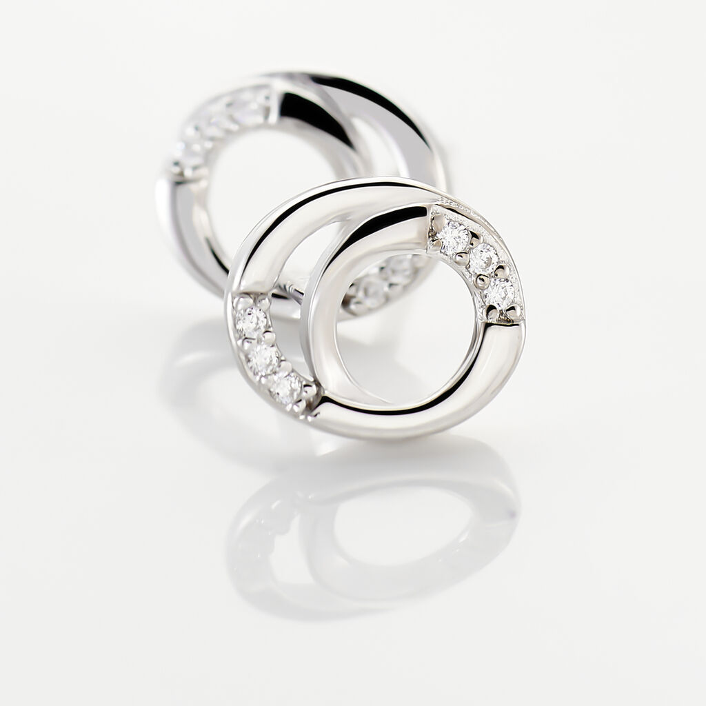 Boucles D'oreilles Puces Annea Argent Blanc Oxyde De Zirconium