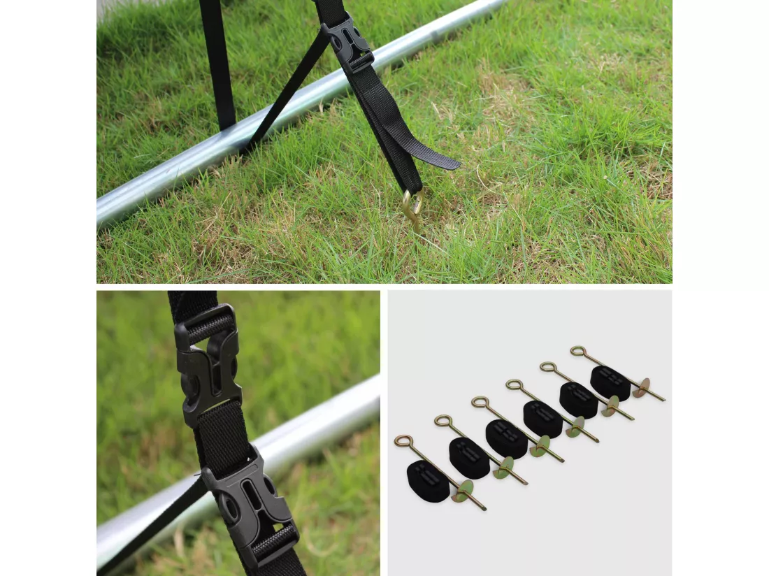 Pack accessoires pour trampoline Ø 490cm Jupiter / Jupiter INNER - Échelle. bâche de protection. filet de rangement pour chaussures et kit d’ancrage