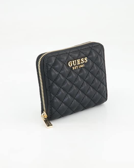 Guess Eco Rianee SLG Small Zip Aroun Portemonnaie in Schwarz
