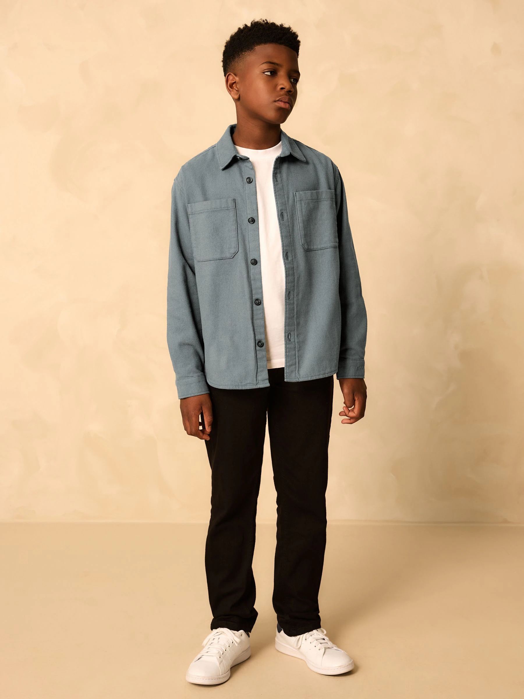 Petroliumblauw - Geborsteld overshirt (3-16jr)