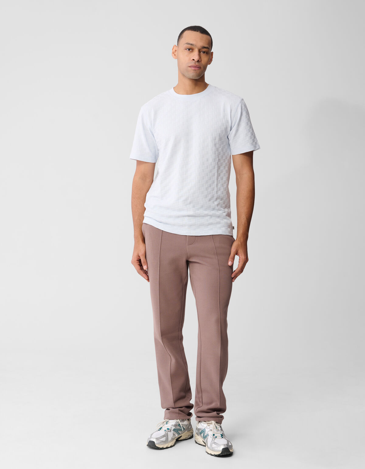 Structuur T-shirt Lichtblauw