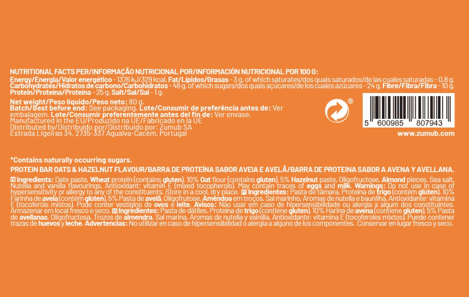 Zumub Healthy Break Avelã e Aveia 80g