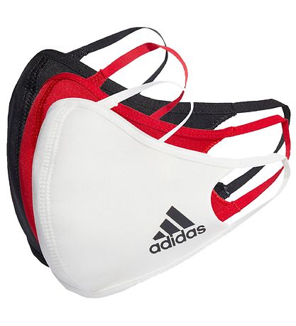 adidas Performance Mund-Nasen-Schutz - 3er-Pack - Schwarz/Weiß/R