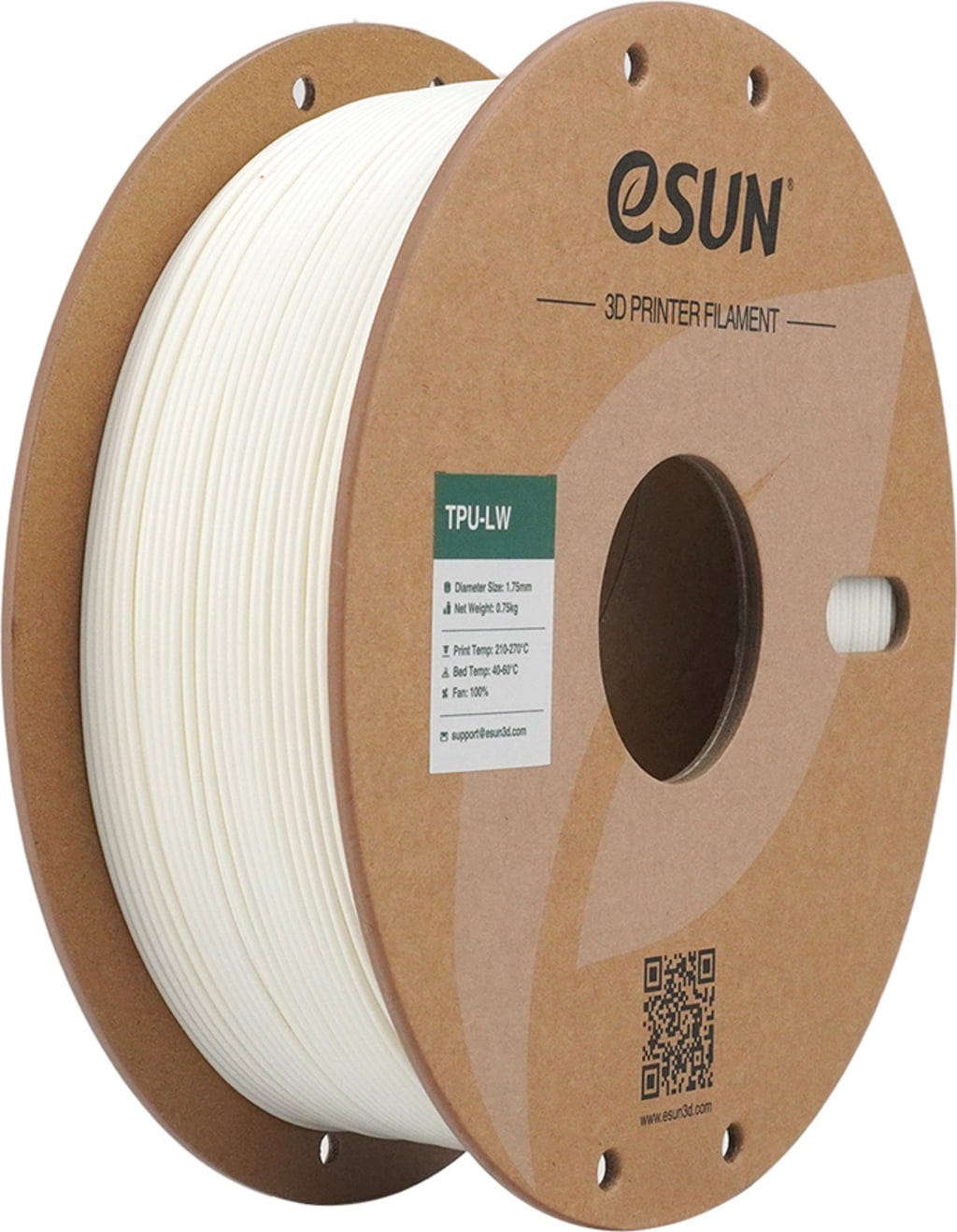 eSUN  TPU-LW White, 1,75 mm / 750 g    Aufschäumendes, flexibles Material in White