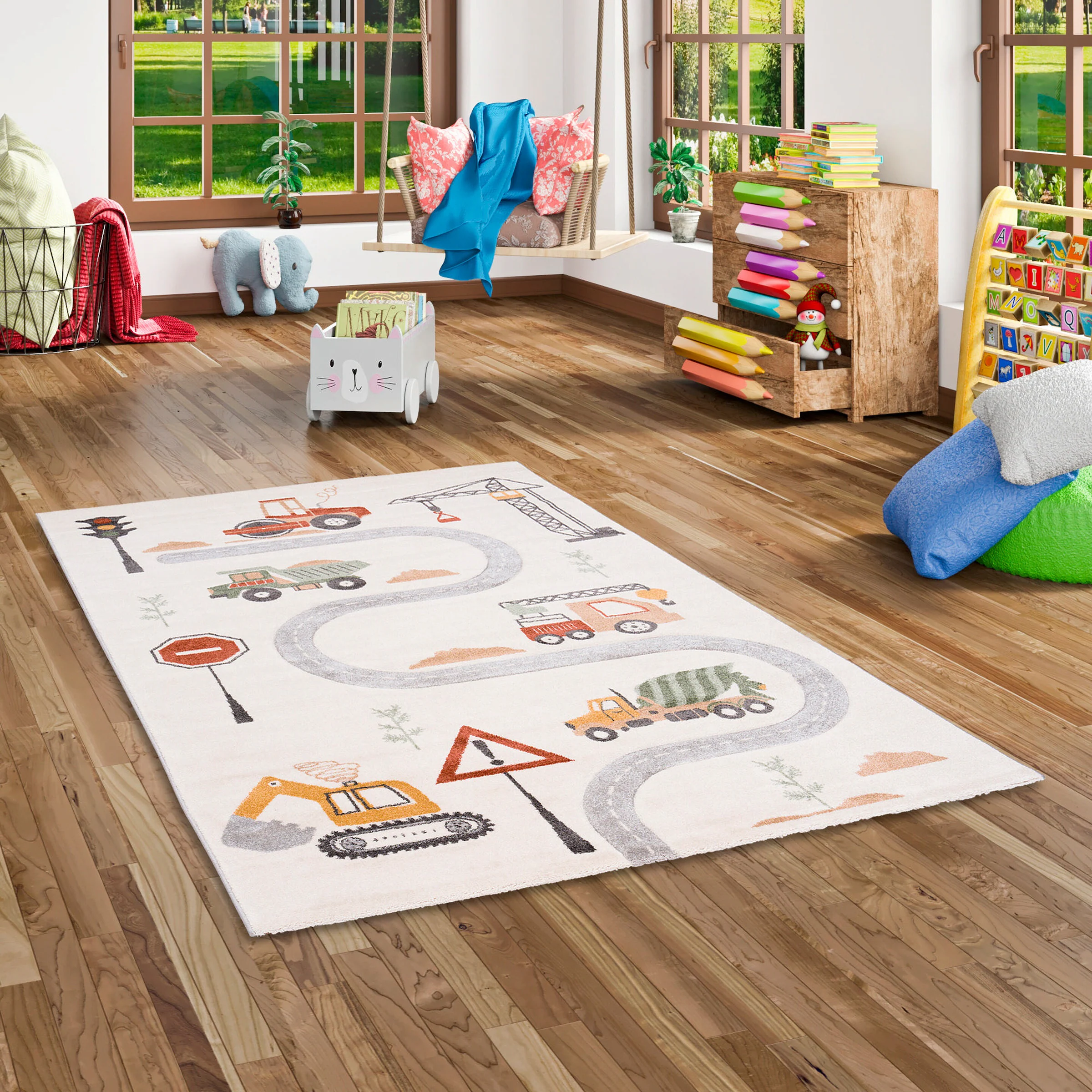 Pergamon Kinder Teppich Maui Kids Baustelle Bunt - 200x290 cm