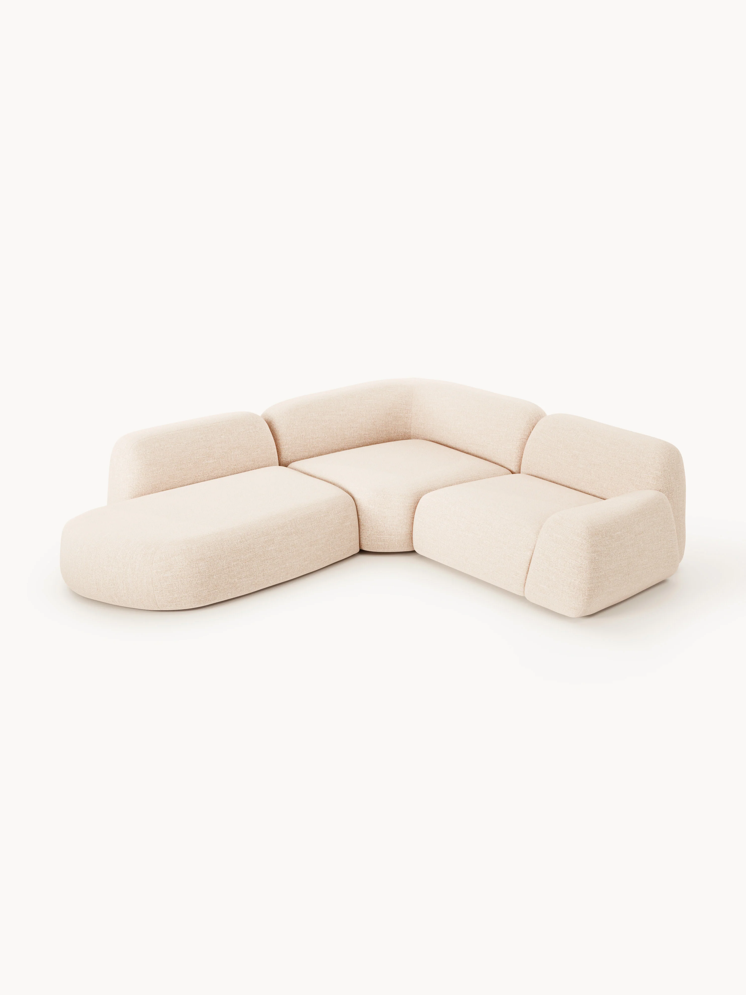 Modulaire bouclé hoekbank Wolke (4-zits) met chaise longue