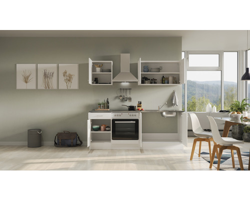 Flex Well keukenblok met apparatuur Lucca 210 cm wit mat gedemonteerde variant omkeerbaar 00012363