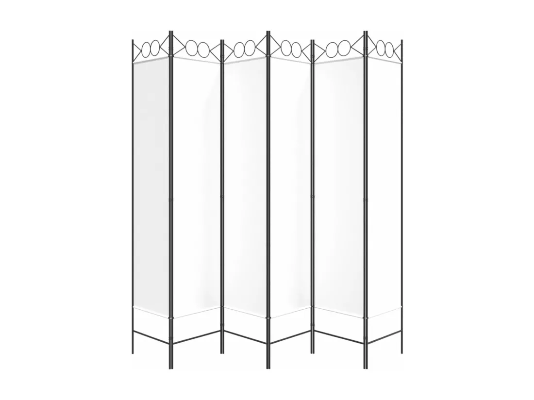 Cloison de séparation 6 panneaux Blanc 240x200 cm Tissu