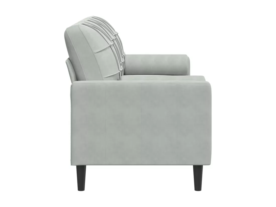 Canapé 3 places avec oreillers gris clair 180 cm velours