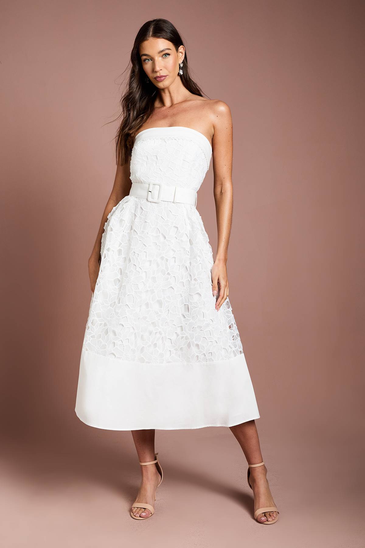 Coast Robe Midi En Dentelle À Bustier Avec Ceinture