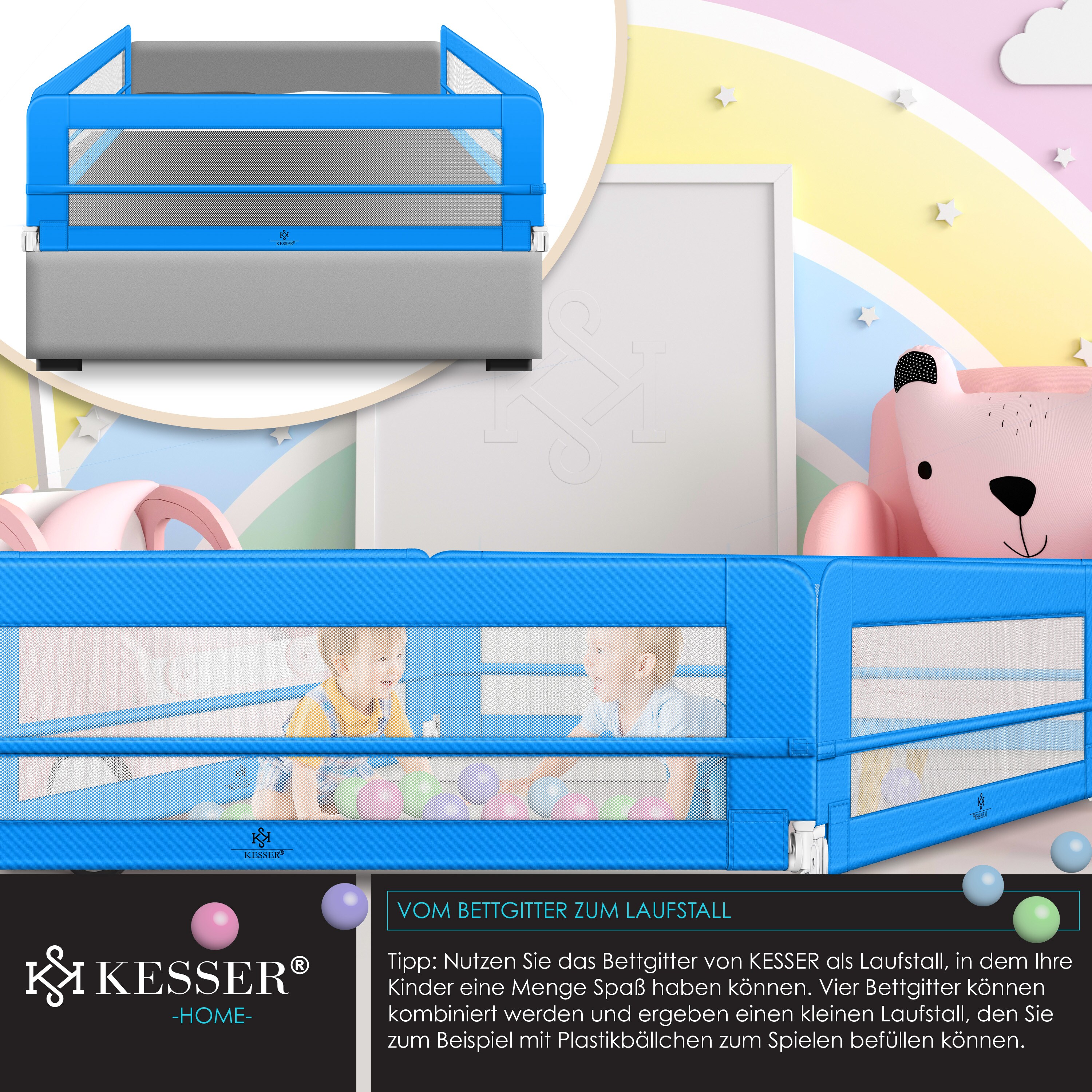 KESSER® Bettgitter Bettschutzgitter Kinderbettgitter für Kinder Babybettgitter Kinderbettschutzgitter