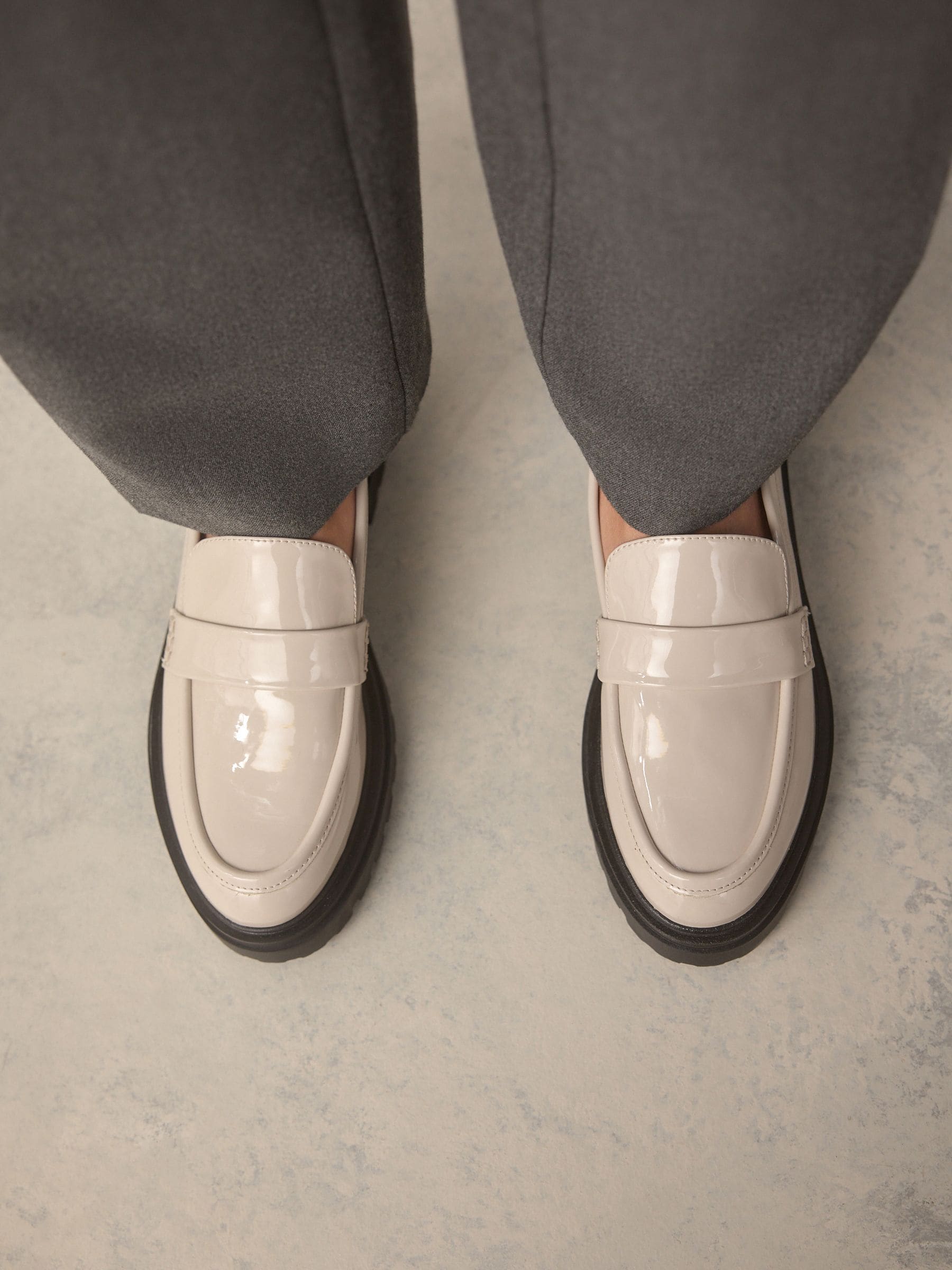 Gebroken wit - Loafers met dikke zool