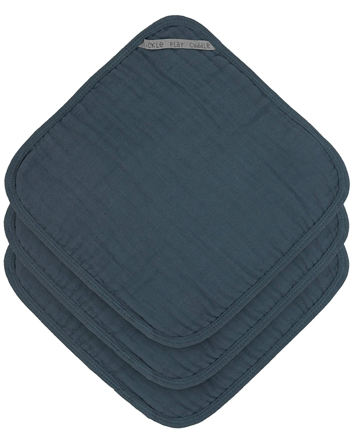 Mull-Waschlappen LITTLE CHUMS (30x30) 3er-Pack in navy