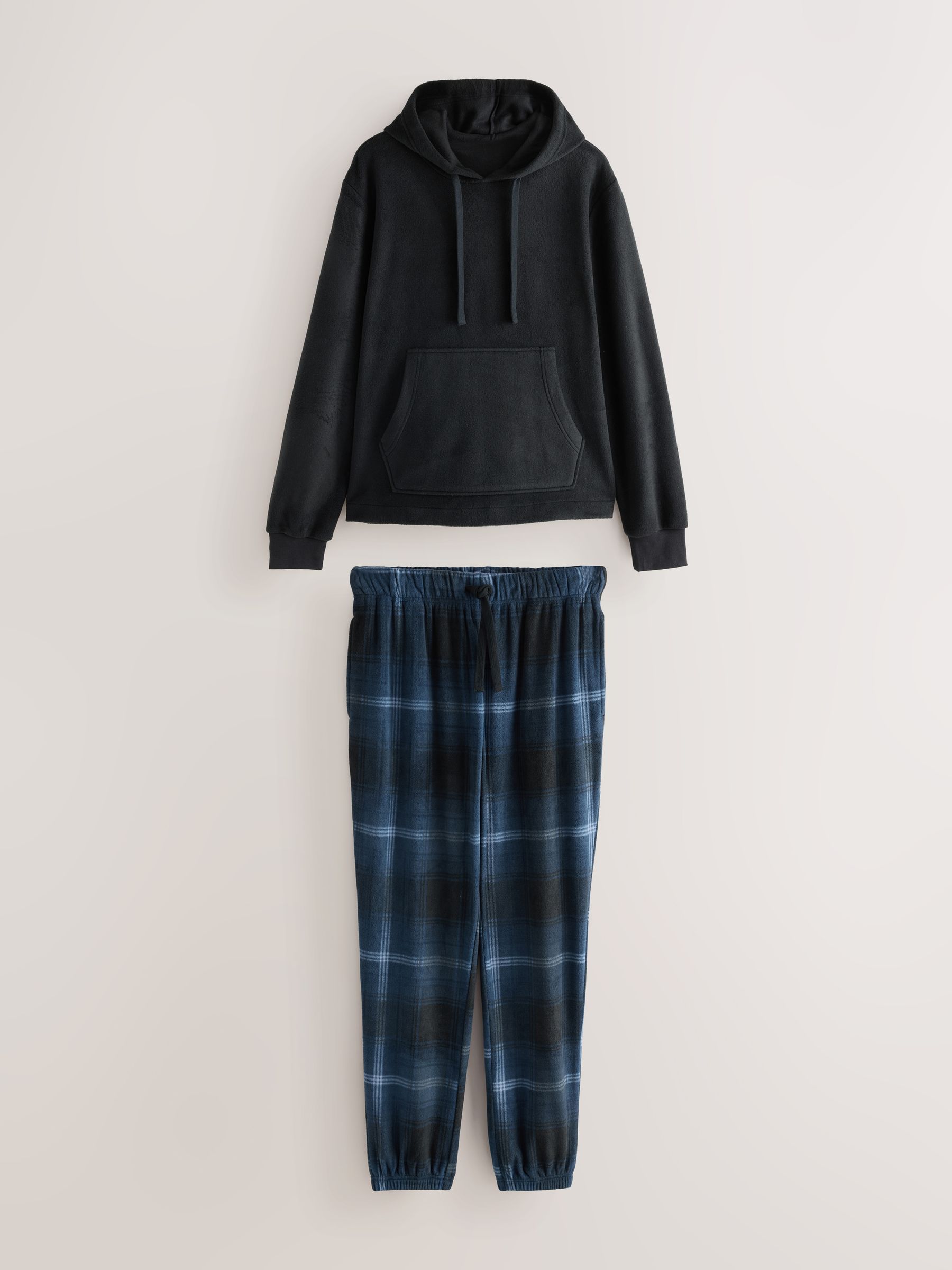 Donkerblauw - Thermal Fleece Bottoms Long Sleeve Hoodies Set
