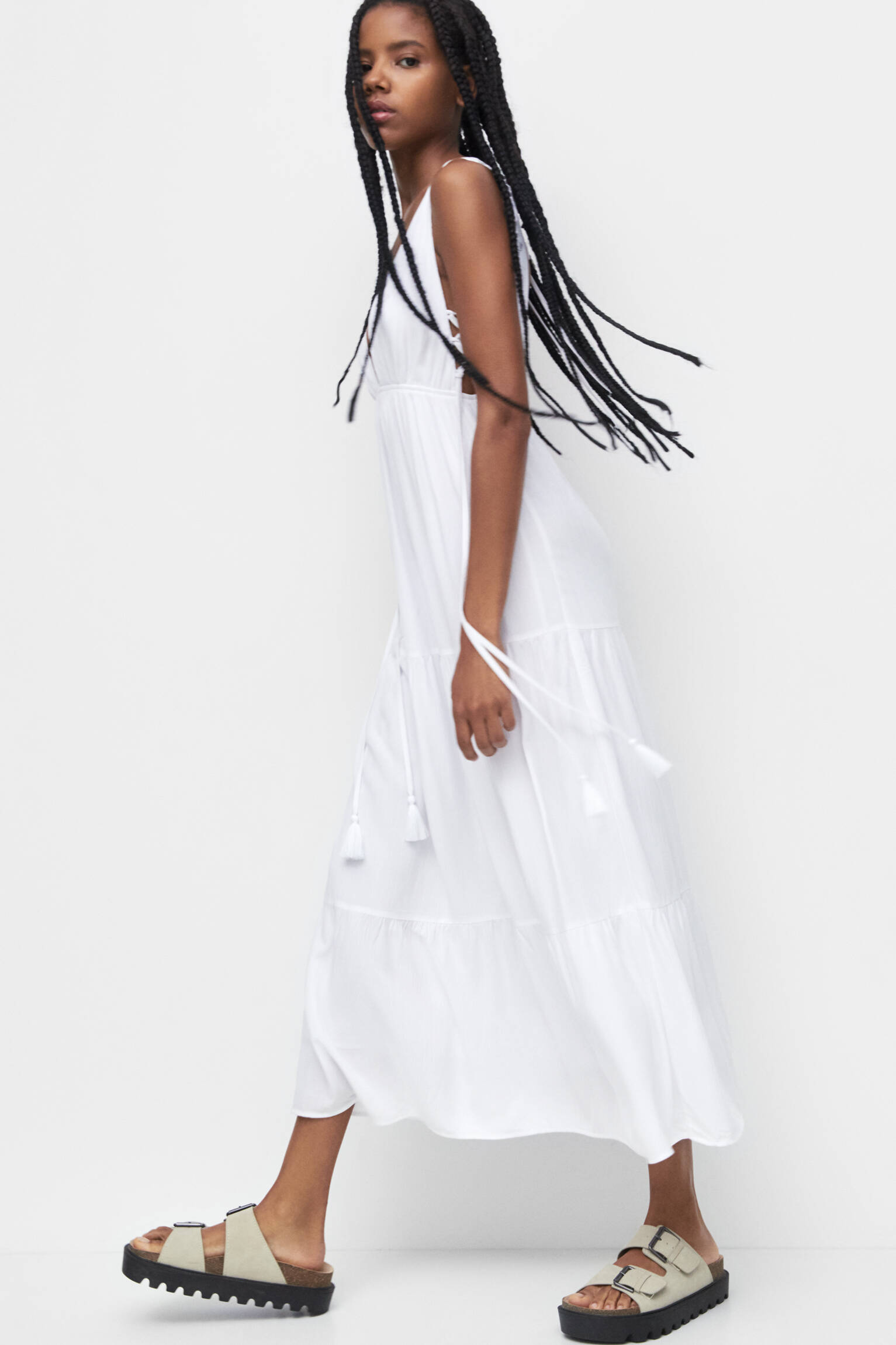 VESTIDO LONGO COM DECOTE EM V - BRANCO