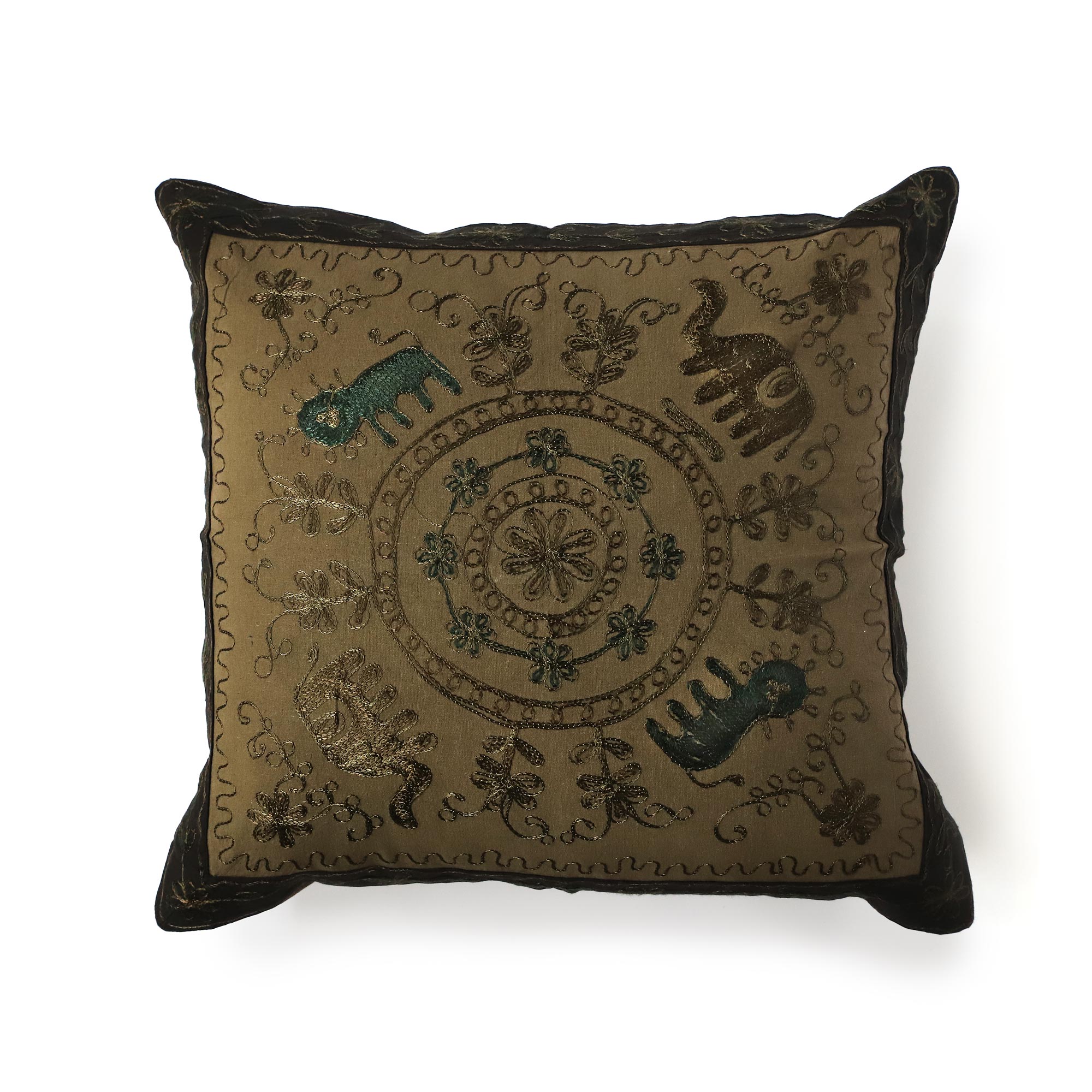 Kissenhülle 'Dark', khaki, B 60 cm, H 60 cm von fischer's lagerhaus