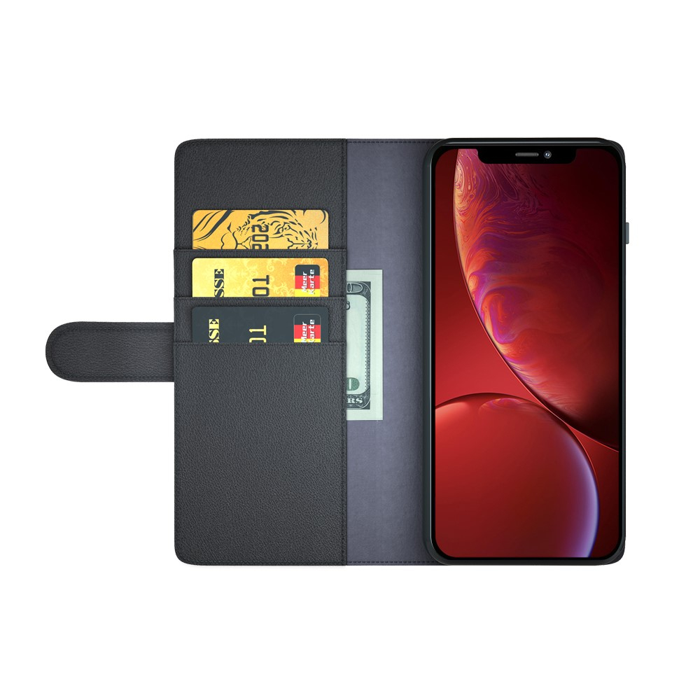 iPhone 13 Pro Echtleder Tasche Hülle Flip Cover mit Kartenfach - Braun