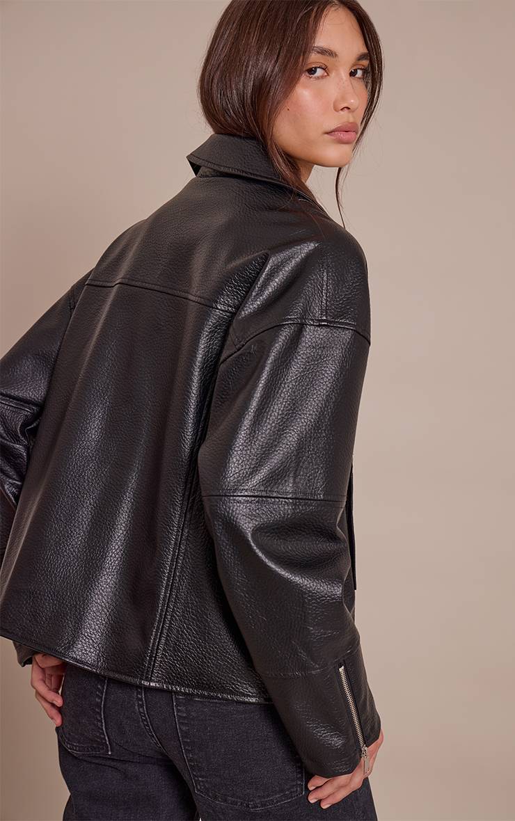 Noir Veste De Motard Oversize En Synthétique