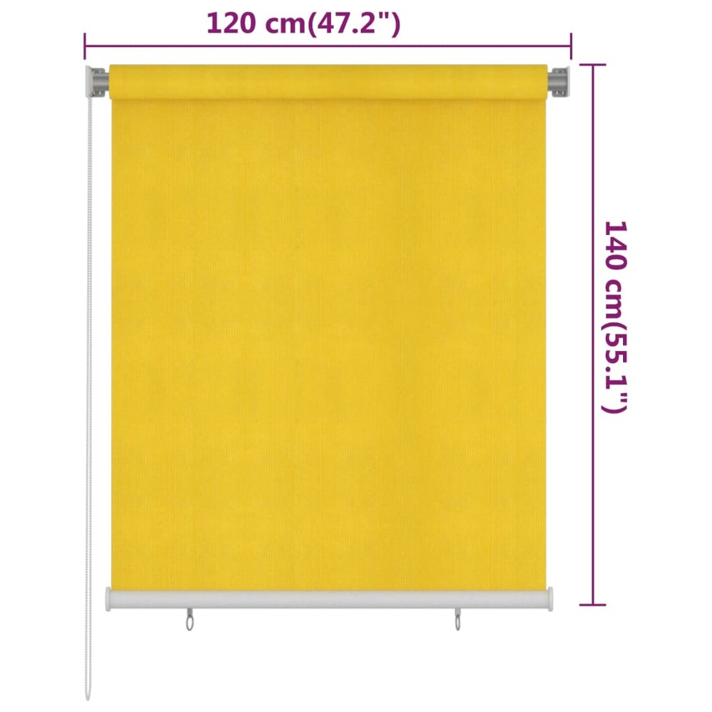Store roulant d'extérieur 120x140 cm jaune pehd